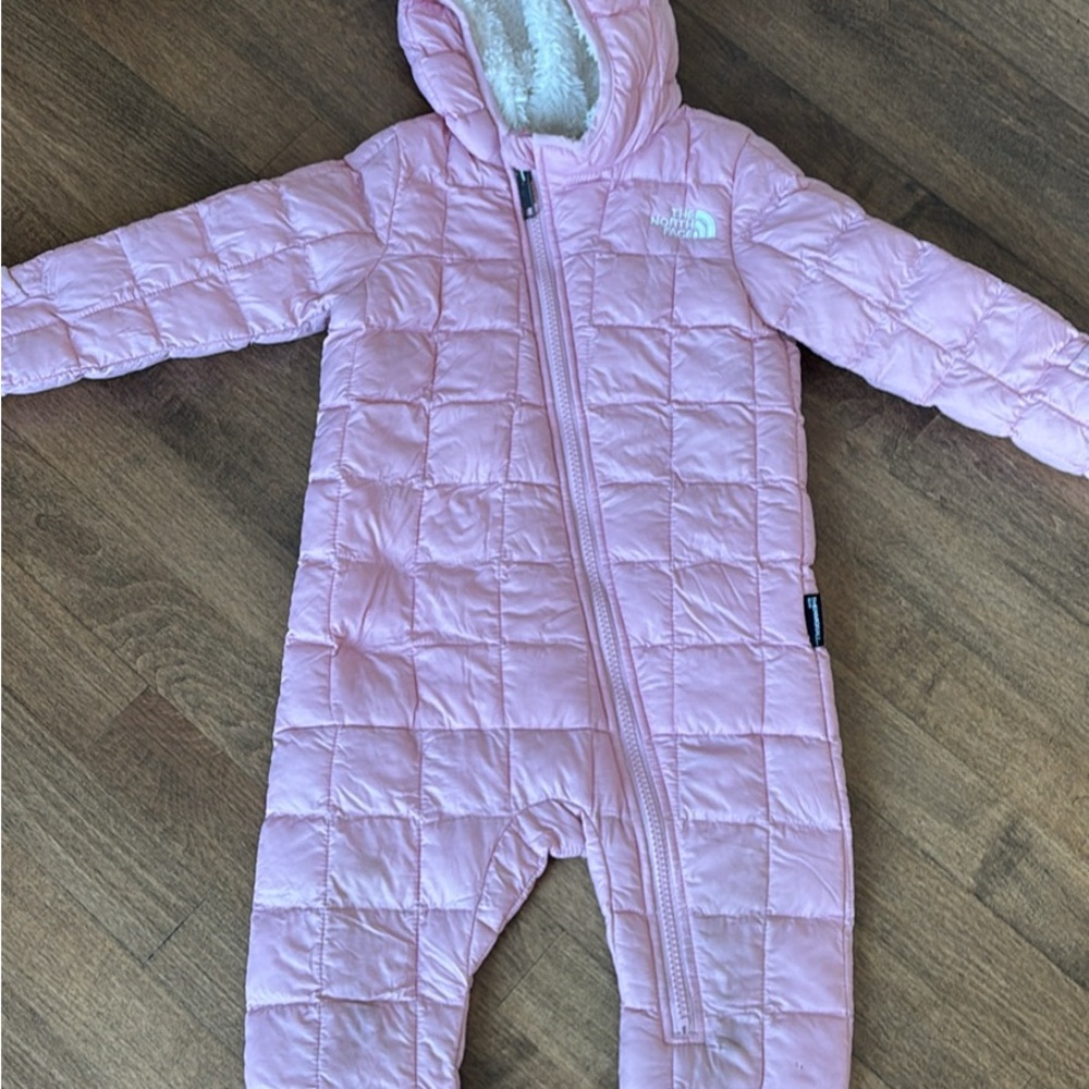 The North Face Light Pink Quilted Infant Snowsuit